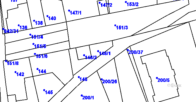 Parcela st. 148/1 v KÚ Čekanice u Tábora, Katastrální mapa