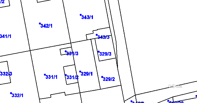 Parcela st. 329/3 v KÚ Čekanice u Tábora, Katastrální mapa