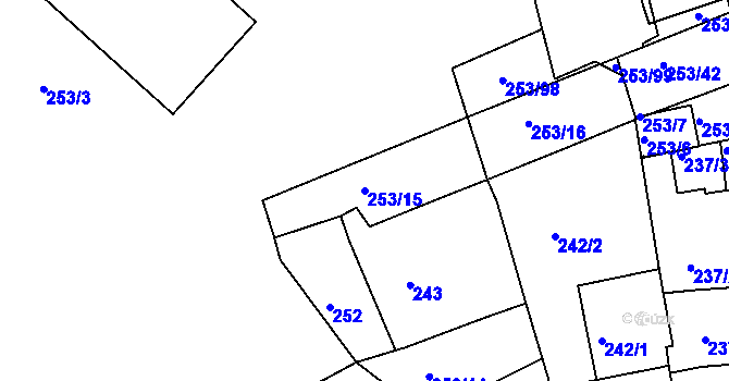 Parcela st. 253/15 v KÚ Čekanice u Tábora, Katastrální mapa