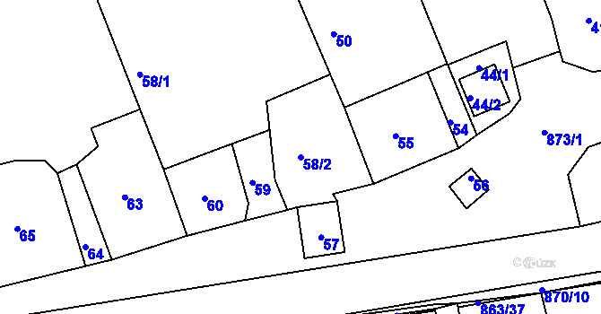 Parcela st. 58/2 v KÚ Čekanice u Tábora, Katastrální mapa