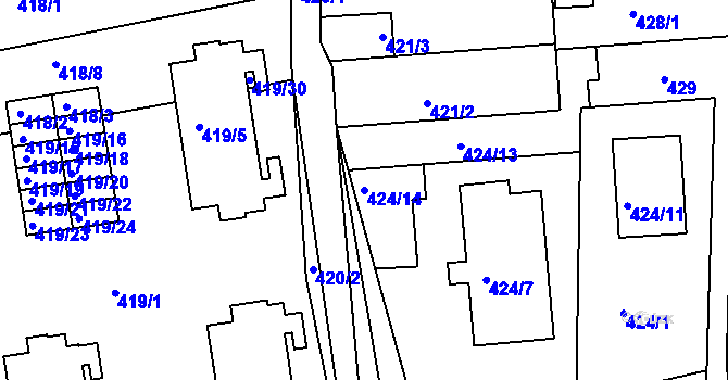 Parcela st. 424/14 v KÚ Čekanice u Tábora, Katastrální mapa