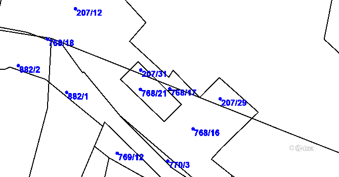 Parcela st. 768/17 v KÚ Čekanice u Tábora, Katastrální mapa