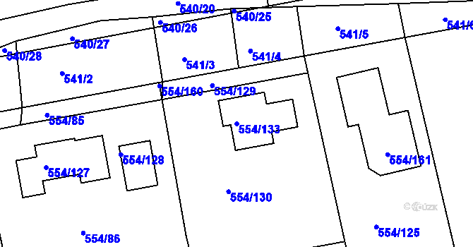 Parcela st. 554/133 v KÚ Čekanice u Tábora, Katastrální mapa