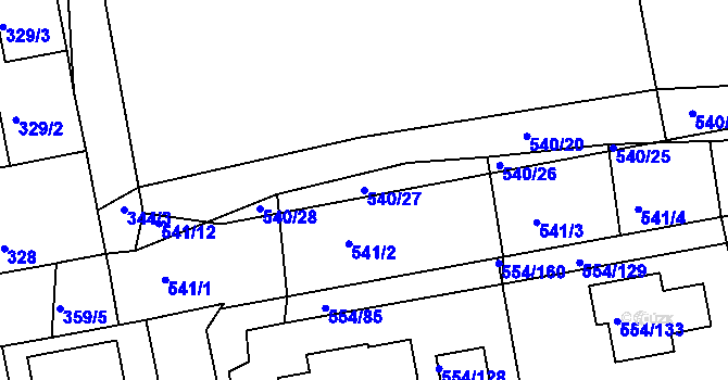 Parcela st. 540/27 v KÚ Čekanice u Tábora, Katastrální mapa