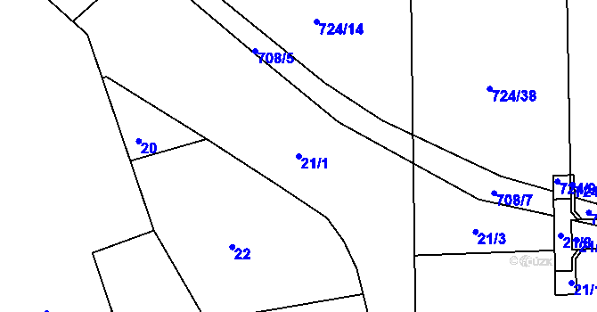 Parcela st. 21/1 v KÚ Čekanice u Tábora, Katastrální mapa