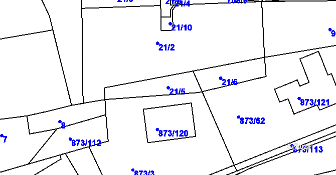 Parcela st. 21/5 v KÚ Čekanice u Tábora, Katastrální mapa