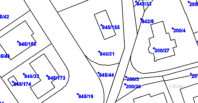 Parcela st. 845/21 v KÚ Čekanice u Tábora, Katastrální mapa