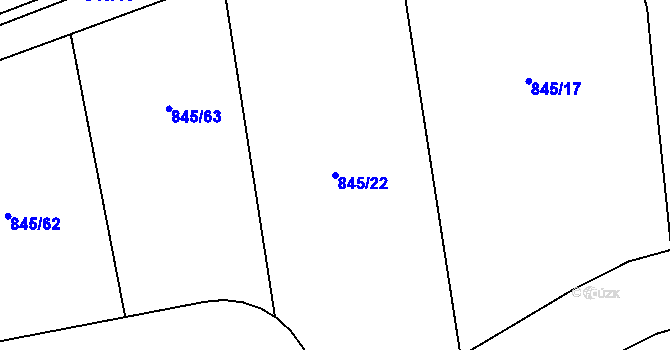 Parcela st. 845/22 v KÚ Čekanice u Tábora, Katastrální mapa