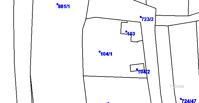 Parcela st. 104/1 v KÚ Čekanice u Tábora, Katastrální mapa