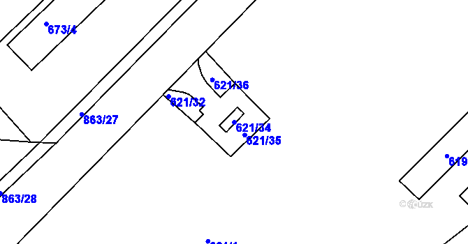 Parcela st. 621/34 v KÚ Čekanice u Tábora, Katastrální mapa