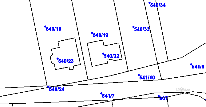Parcela st. 540/32 v KÚ Čekanice u Tábora, Katastrální mapa