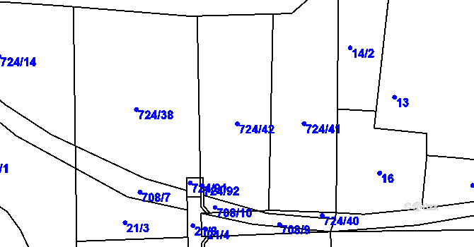 Parcela st. 724/42 v KÚ Čekanice u Tábora, Katastrální mapa
