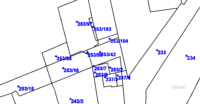 Parcela st. 253/42 v KÚ Čekanice u Tábora, Katastrální mapa