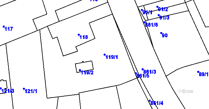 Parcela st. 119/1 v KÚ Čekanice u Tábora, Katastrální mapa