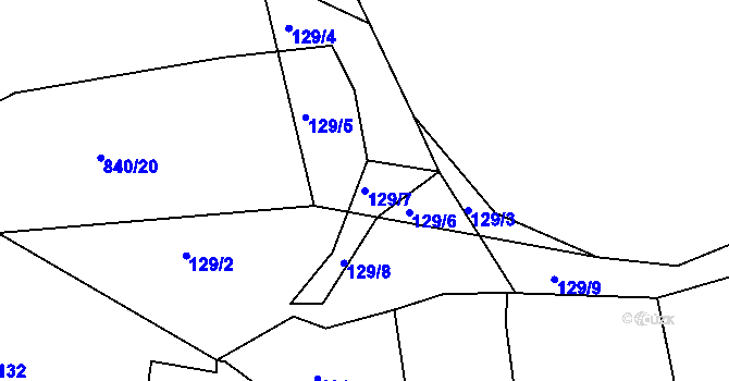 Parcela st. 129/7 v KÚ Čekanice u Tábora, Katastrální mapa