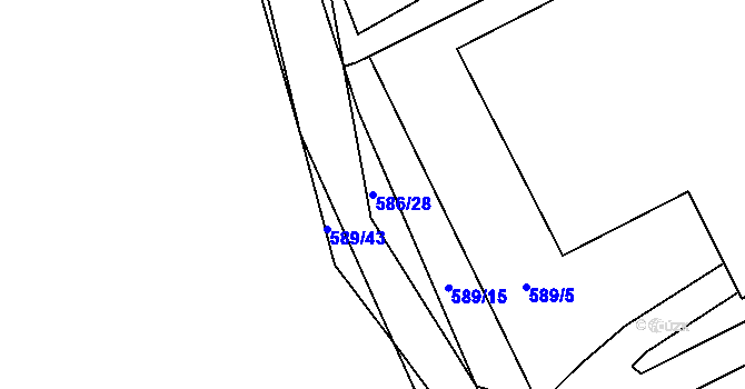 Parcela st. 586/28 v KÚ Čekanice u Tábora, Katastrální mapa