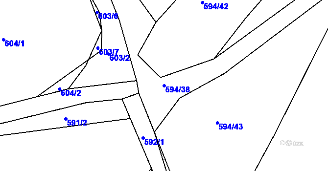 Parcela st. 594/38 v KÚ Čekanice u Tábora, Katastrální mapa