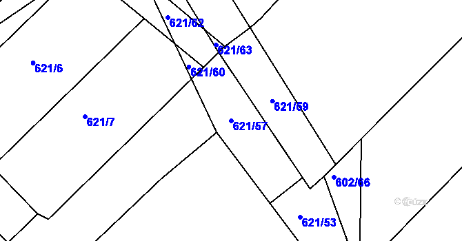 Parcela st. 621/57 v KÚ Čekanice u Tábora, Katastrální mapa