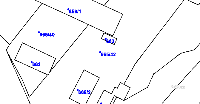 Parcela st. 665/42 v KÚ Čekanice u Tábora, Katastrální mapa