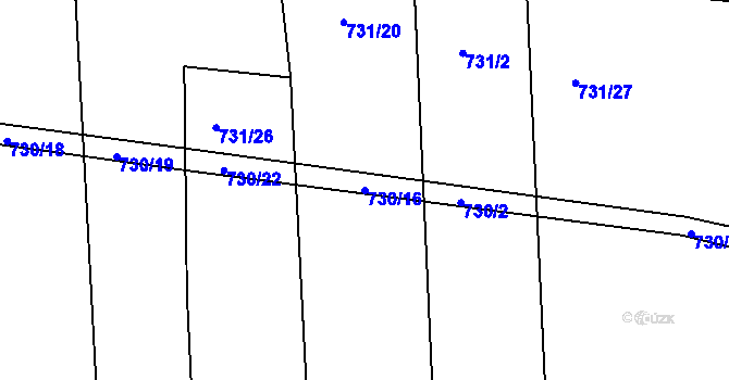 Parcela st. 730/16 v KÚ Čekanice u Tábora, Katastrální mapa