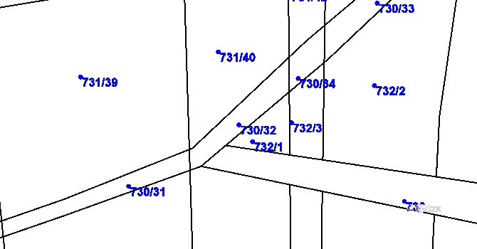 Parcela st. 730/32 v KÚ Čekanice u Tábora, Katastrální mapa