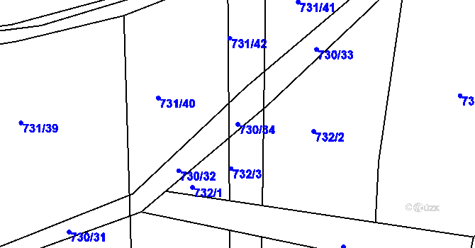 Parcela st. 730/34 v KÚ Čekanice u Tábora, Katastrální mapa