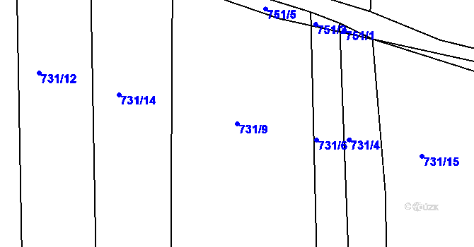 Parcela st. 731/9 v KÚ Čekanice u Tábora, Katastrální mapa