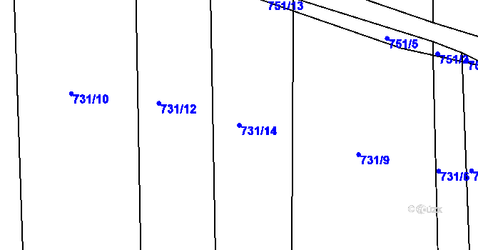 Parcela st. 731/14 v KÚ Čekanice u Tábora, Katastrální mapa
