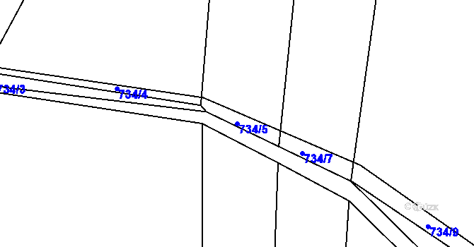 Parcela st. 734/5 v KÚ Čekanice u Tábora, Katastrální mapa