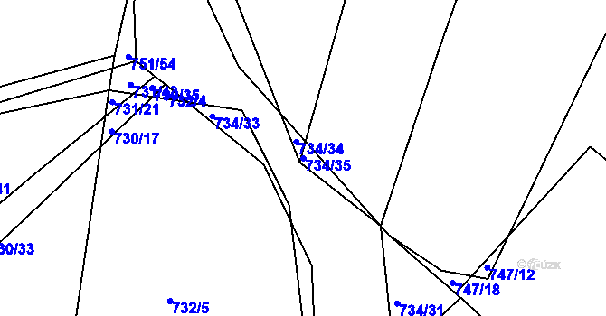 Parcela st. 734/35 v KÚ Čekanice u Tábora, Katastrální mapa
