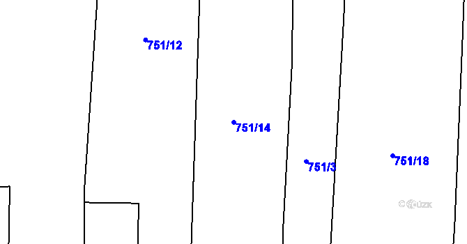 Parcela st. 751/14 v KÚ Čekanice u Tábora, Katastrální mapa