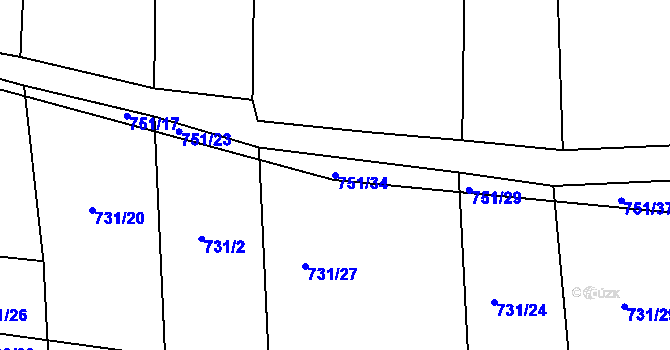 Parcela st. 751/34 v KÚ Čekanice u Tábora, Katastrální mapa