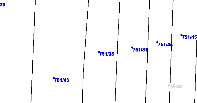 Parcela st. 751/35 v KÚ Čekanice u Tábora, Katastrální mapa