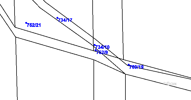 Parcela st. 752/9 v KÚ Čekanice u Tábora, Katastrální mapa