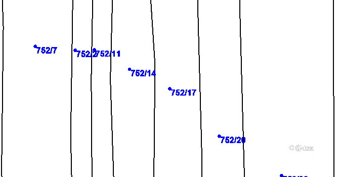 Parcela st. 752/17 v KÚ Čekanice u Tábora, Katastrální mapa