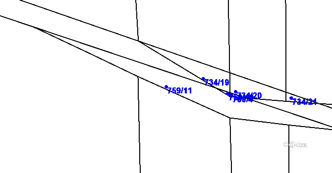 Parcela st. 759/11 v KÚ Čekanice u Tábora, Katastrální mapa