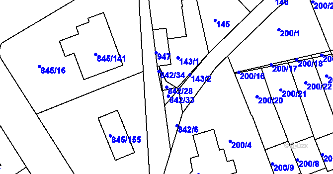 Parcela st. 842/28 v KÚ Čekanice u Tábora, Katastrální mapa