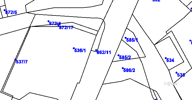 Parcela st. 862/11 v KÚ Čekanice u Tábora, Katastrální mapa