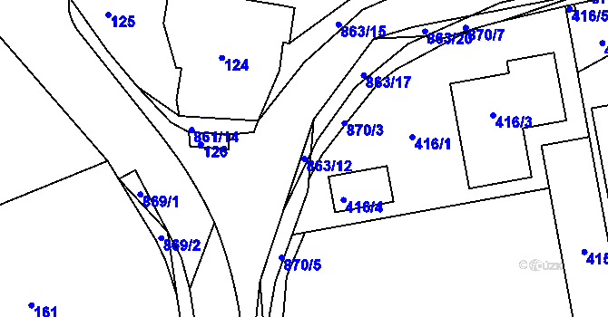 Parcela st. 863/12 v KÚ Čekanice u Tábora, Katastrální mapa