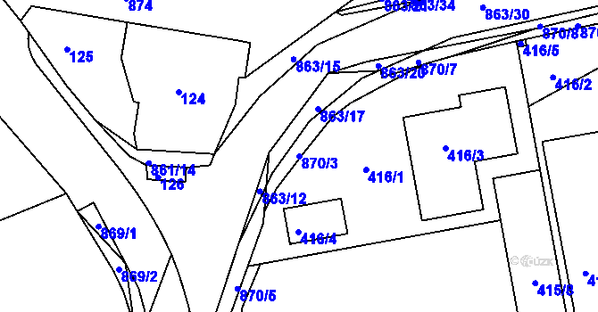 Parcela st. 870/3 v KÚ Čekanice u Tábora, Katastrální mapa
