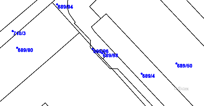 Parcela st. 689/98 v KÚ Čekanice u Tábora, Katastrální mapa