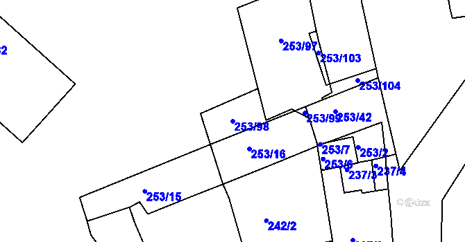 Parcela st. 253/98 v KÚ Čekanice u Tábora, Katastrální mapa