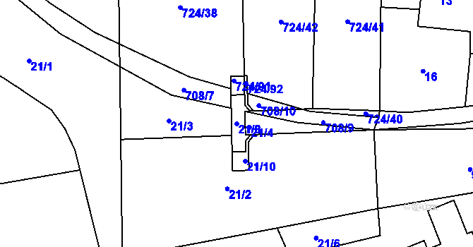 Parcela st. 21/8 v KÚ Čekanice u Tábora, Katastrální mapa