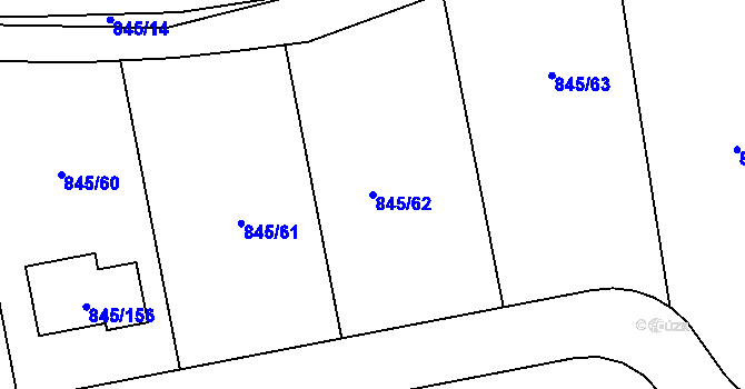 Parcela st. 845/62 v KÚ Čekanice u Tábora, Katastrální mapa