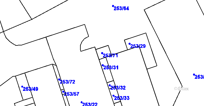 Parcela st. 253/71 v KÚ Čekanice u Tábora, Katastrální mapa