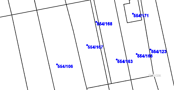 Parcela st. 554/167 v KÚ Čekanice u Tábora, Katastrální mapa