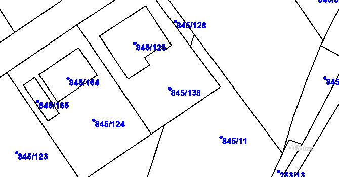 Parcela st. 845/138 v KÚ Čekanice u Tábora, Katastrální mapa