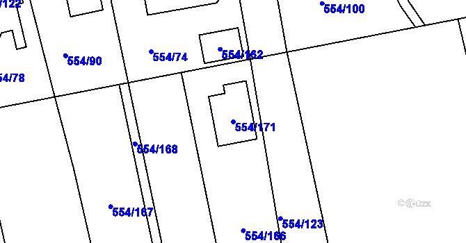 Parcela st. 554/171 v KÚ Čekanice u Tábora, Katastrální mapa
