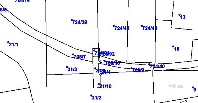 Parcela st. 724/92 v KÚ Čekanice u Tábora, Katastrální mapa