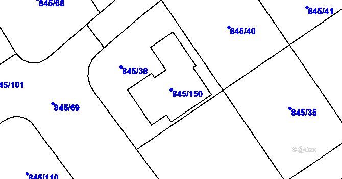 Parcela st. 845/150 v KÚ Čekanice u Tábora, Katastrální mapa